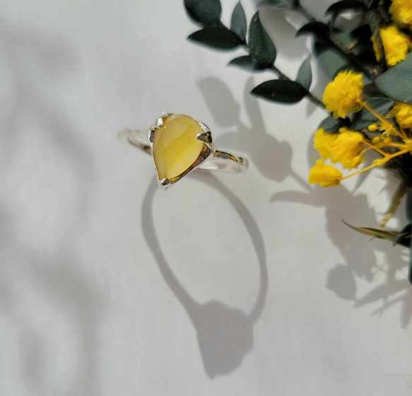 黃玉髓梨形玫瑰切割*心型戒指《免運費》PY-263 第3張的照片