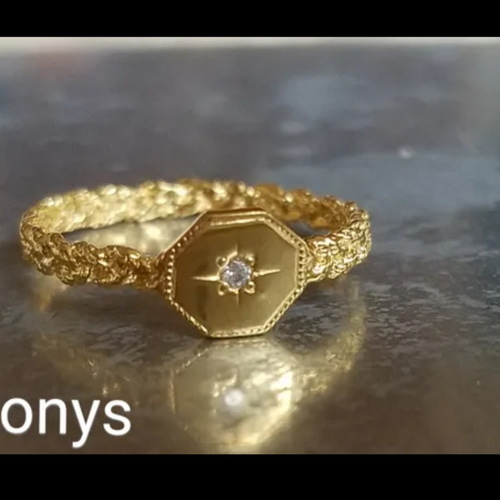 agete ゴールド 編み込みリング YG aaacd79f25f87ea342bbbe0636d455