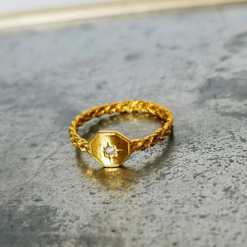 agete ゴールド 編み込みリング YG aaacd79f25f87ea342bbbe0636d455