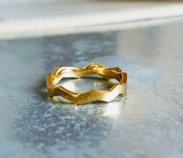 Wave Wave Jagged Ring 黃金戒指《郵費全免》PY-032 第1張的照片