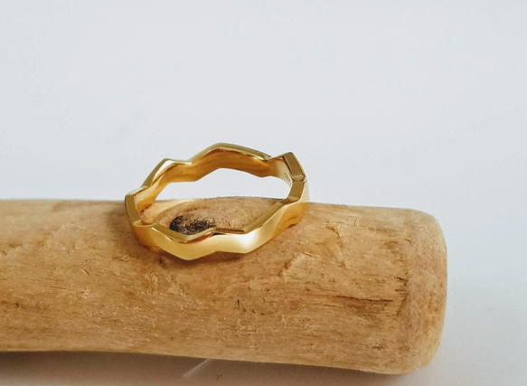 Wave Wave Jagged Ring 黃金戒指《郵費全免》PY-032 第5張的照片