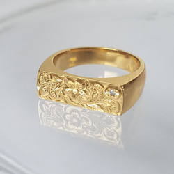 wide ring 印台指輪 K18GP幅広リング《送料無料》 PY-096 指輪・リング  