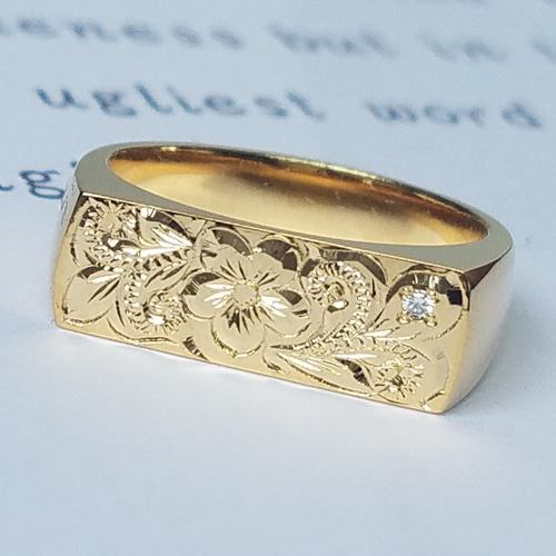 wide ring 印台指輪 K18GP幅広リング《送料無料》 PY-096 指輪・リング  