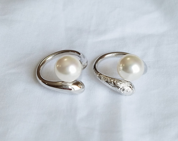 貝殼珍珠設計銀戒指《包郵》PY-110 第3張的照片
