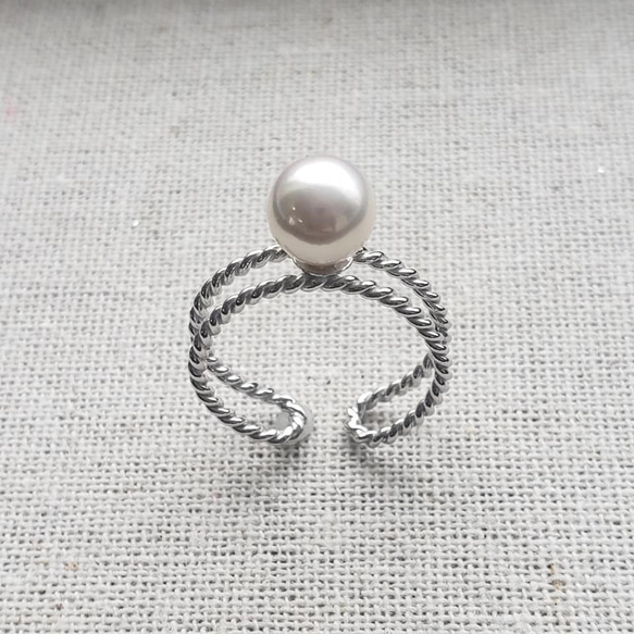 [20%OFF✧] 人氣戒指套裝/貝殼珍珠開口戒指和磨砂曲線戒指&lt;&lt;免運費&gt;&gt; 第6張的照片