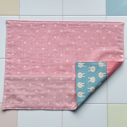 うさぎ＆ピンク × ピンクドット リバーシブルランチョンマット 2枚目の画像