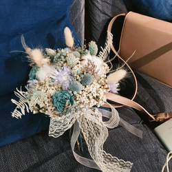 新娘捧花【藍色是最溫暖的顏色】- 婚禮 / 乾燥花 / 情人節花禮 第3張的照片