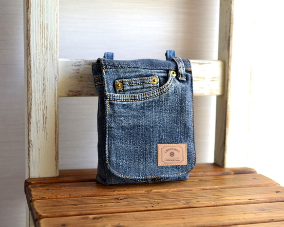 リメイクデニムポケットいっぱいポーチ さくらさん リメイクデニムポケットいっぱいポーチ さくらさん