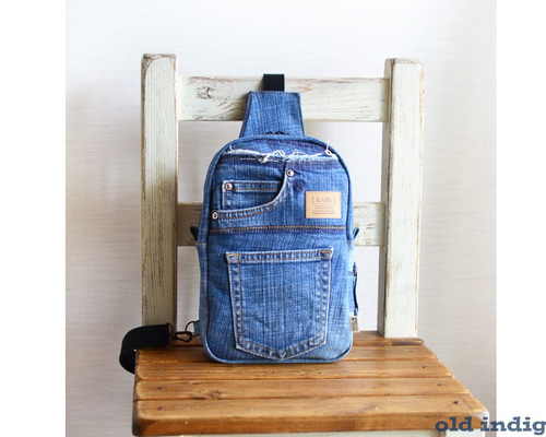 ハンドメイド【お子様用リュック】デニムリメイク バッグ デニムリメイク＊ボディバッグ：21 リュック・バックパック 柚柊
