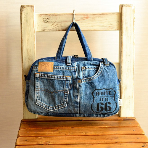 デニムリメイク＊ミニボストン：09 ボストンバッグ 柚柊(閉店・プロフ  