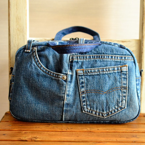 デニムリメイク＊ミニボストン：09 ボストンバッグ 柚柊(閉店・プロフ  