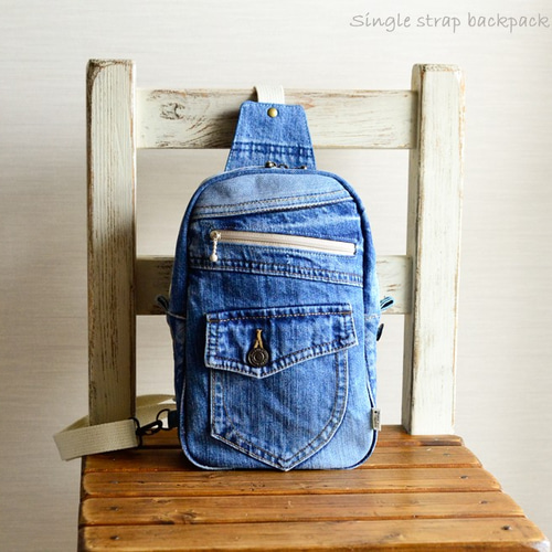 デニムリメイク＊ボディバッグ：45 リュック・バックパック 柚柊(閉店