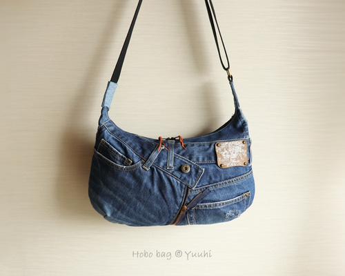 デニムリメイク＊ホーボーバッグ：02 ショルダーバッグ 柚柊(閉店