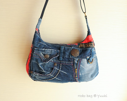 ぱーる☆ショルダーバッグ　デニムリメイク　ハンドメイド デニムリメイク ショルダーバッグの作り方How to make a cross