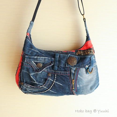 デニムリメイク＊ホーボーバッグ：03 ショルダーバッグ 柚柊(閉店