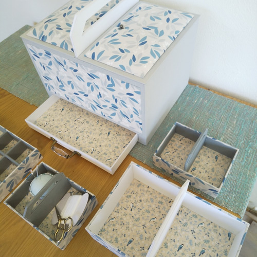 カルトナージュ 大容量収納BOX お裁縫箱 化粧品BOX その他家具