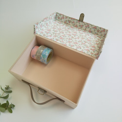 カルトナージュのトランクBOX(Sサイズ）ピンク小花 5枚目の画像