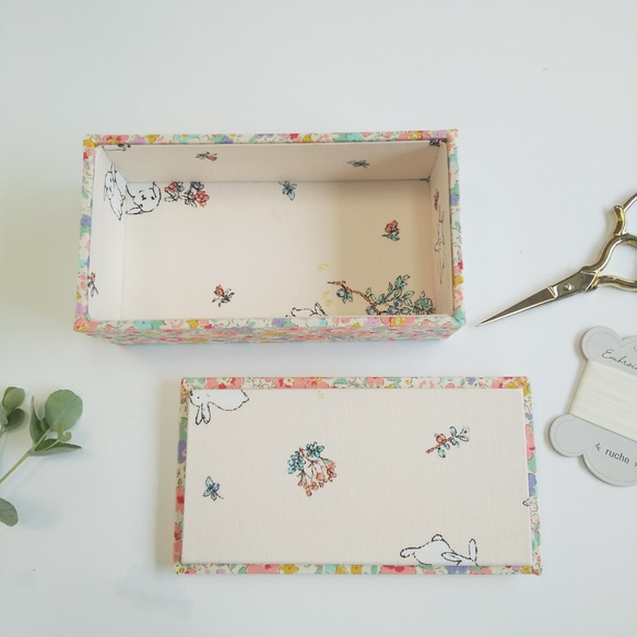 カルトナージュの小箱(ピンク、花柄) 3枚目の画像