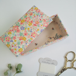 カルトナージュの小箱(ピンク、花柄) 5枚目の画像
