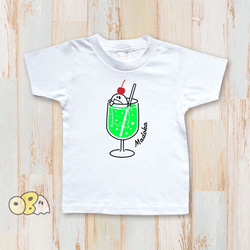 名入れTシャツ（サイズ80〜130） おばけのOBAちゃん クリームソーダ 1枚目の画像