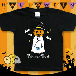 名入れTシャツ  おばけのOBAちゃん ハロウィン／パンプキンキャンディー★長袖にご変更OK！★ 1枚目の画像