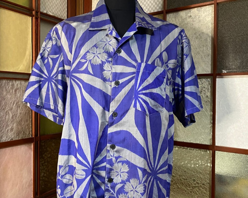 即日発送 着物リメイク アロハシャツ 和柄 メンズ 着物リメイク メンズアロハシャツ 正絹 和柄 シャツ・ブラウス（メンズ