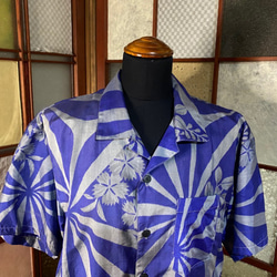 着物リメイク　メンズアロハシャツ　正絹　和柄 2枚目の画像