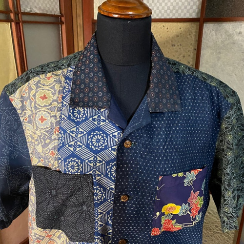 アロハシャツ 着物リメイク 和柄 メンズ シャツ・ブラウス（メンズ