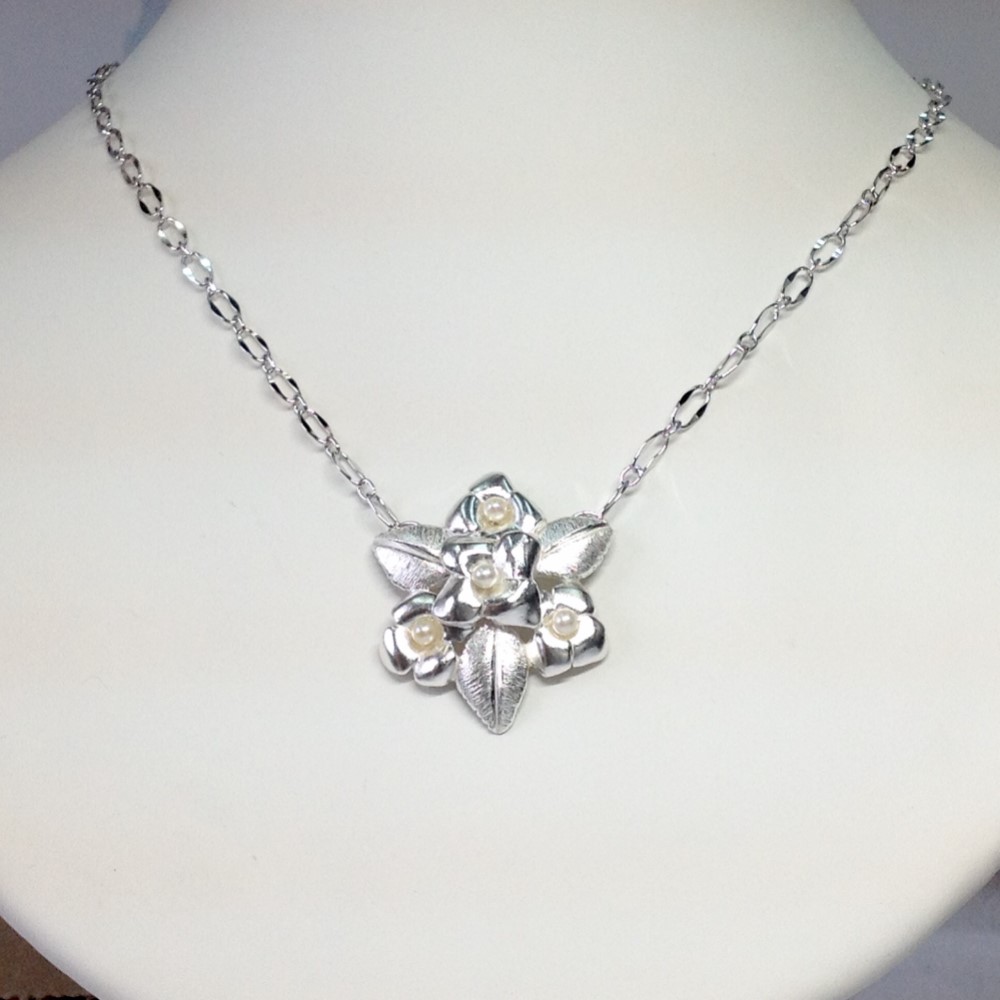 「小花」Silverネックレス・ベビーパール No.5182