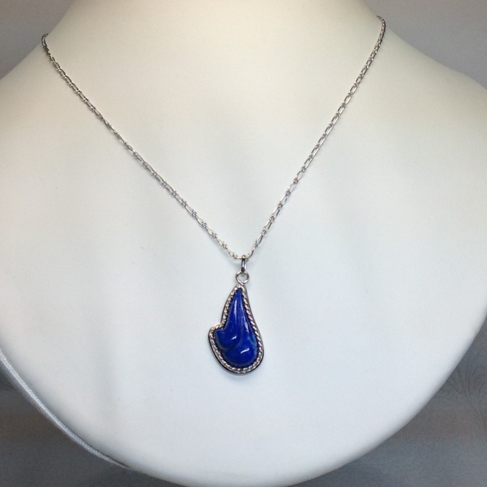 「紺色のアクセサリー」ラピスラズリ SILVERペンダント No.5074