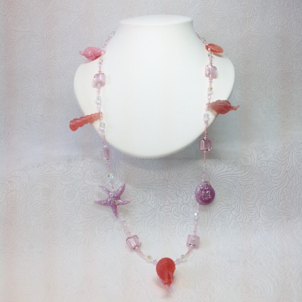 No.5157「春から初夏へのネックレス　貝ピンク系」