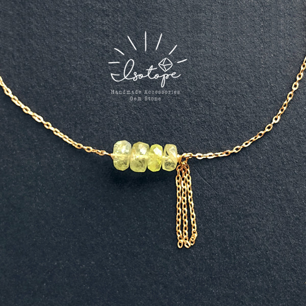 14KGF・宝石質クリソベリルの華奢なネックレス
