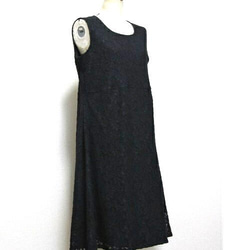 無袖喇叭形連衣裙·長款·小黑色 第5張的照片