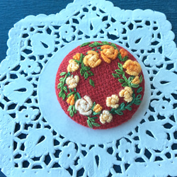 薔薇の刺繍のヘアゴム（大・オレンジ系薔薇） 5枚目の画像