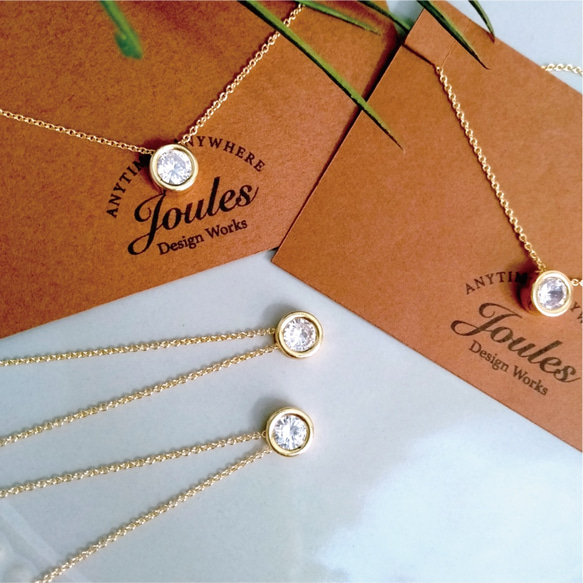 Chloe ベゼル ジルコニアネックレス / Metallic gold ネックレス 