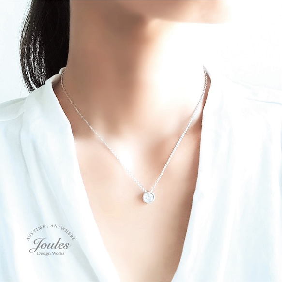 再販×3 Chloe ベゼル ジルコニアネックレス / Metallic silver