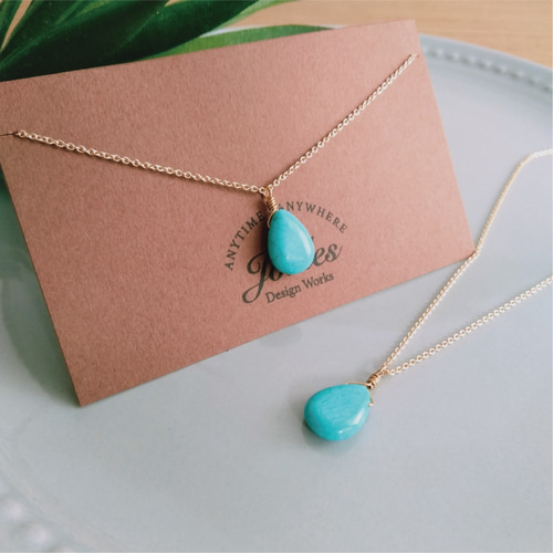 ターコイズ ネックレス 再販×27 ターコイズ ネックレス / ペアシェイプ ネックレス