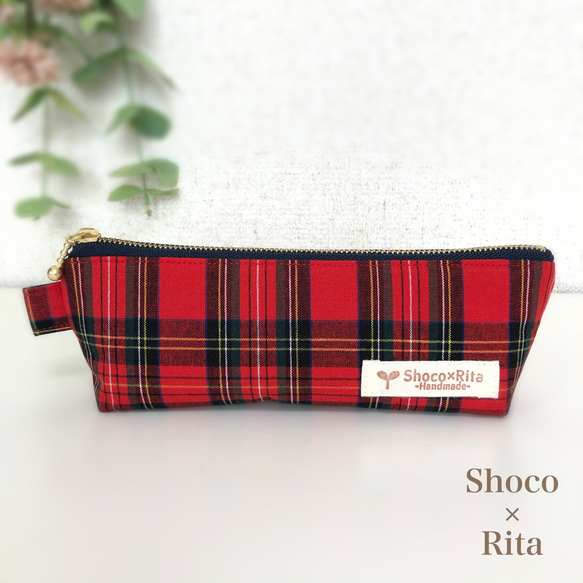 チェック柄ペンケース/赤 ペンケース Shoco×Rita 通販 10530159