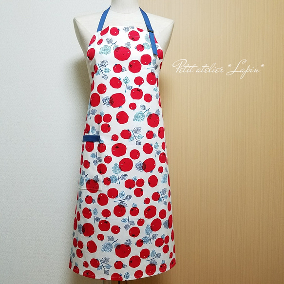 北欧柄 真っ赤なトマトのエプロン 大人用 エプロン Petit atelier