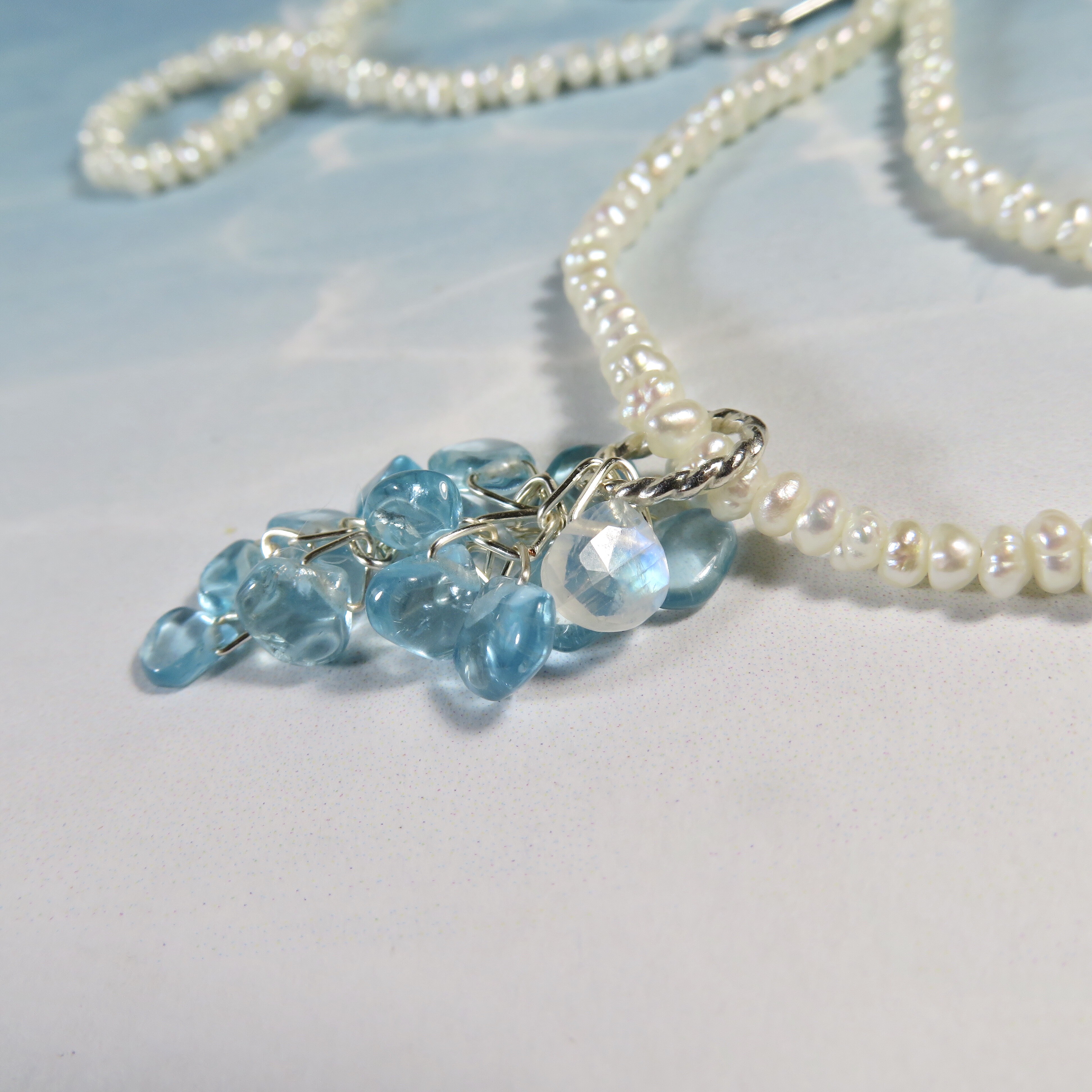人魚のうろこ◇Apatite×MoonStone／SV925-Pearl necklace