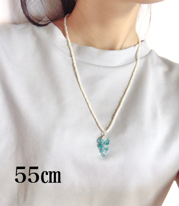 人魚のうろこ◇Apatite×MoonStone／SV925-Pearl necklace 8枚目の画像