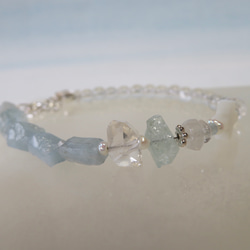 流氷のクロス◇原石Aquamarine・Quartz×Moon‐stone…／SV925 7枚目の画像