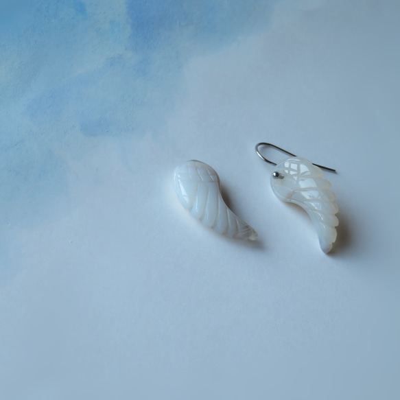 ツバサ＊Stripe agate／pierce（片耳）／316L 3枚目の画像