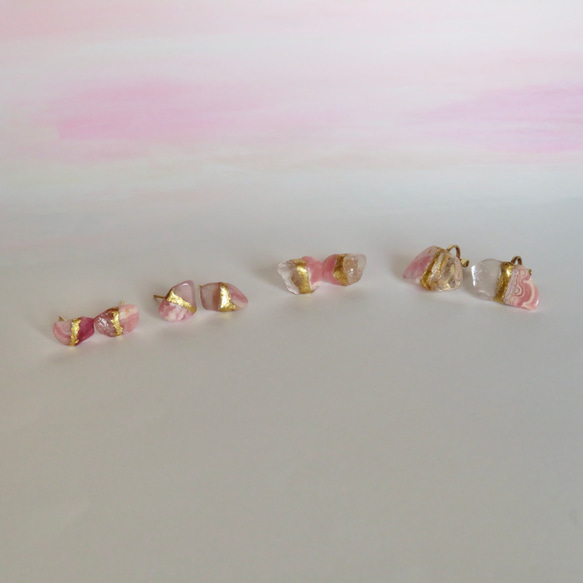 sold out！！薔薇のひかり＊Inca Rose×Pink Spinel＊金継ぎ／pierce／S size 10枚目の画像