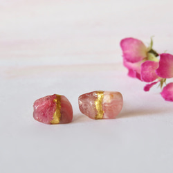 sold out！！薔薇のひかり＊Inca Rose×Pink Spinel＊金継ぎ／pierce／S size 1枚目の画像
