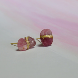 sold out！！薔薇のひかり＊Inca Rose×Pink Spinel＊金継ぎ／pierce／S size 6枚目の画像