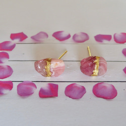sold out！！薔薇のひかり＊Inca Rose×Pink Spinel＊金継ぎ／pierce／S size 7枚目の画像