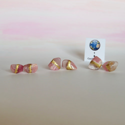 薔薇のひかり＊Inca Rose×Rose Quartz＊金継ぎ／pierce／M size 10枚目の画像