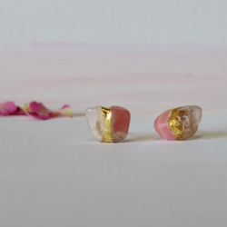 薔薇のひかり＊Inca Rose×Rose Quartz＊金継ぎ／pierce／M size 4枚目の画像