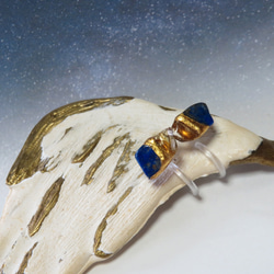 12月の誕生石◆夜空のひかり◆Lapis-lazuli×Citrine／金継ぎピアス／S S~S size 11枚目の画像